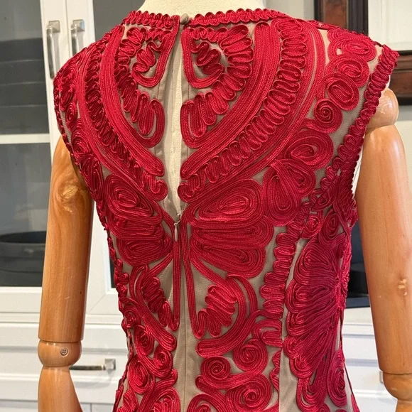 JS Collections Red Sequin Embellished Sheath Midi Dress - Picture 4 of 15